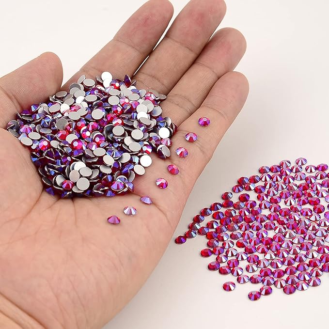 NCB Nancybeads 1500pcs Flatback Round Glass Nail Art Rhinestones Crystal for DIY Making Accessories Shoes, Clothes, Face Art, Bags, Manicure (Siam AB, SS20 1500pcs)