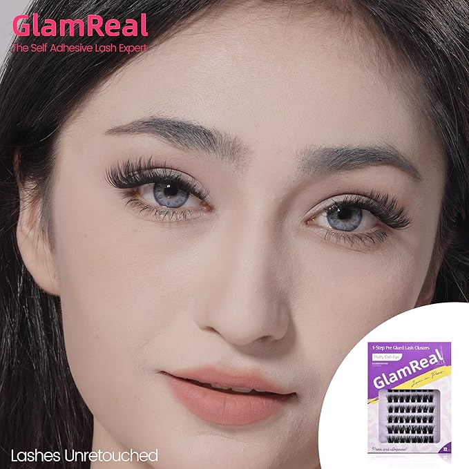 Press-On No Glue Needed Lash Clusters 72Pcs丨Self Adhesive Eyelashes 10-16mm丨Classic Cateye Look丨Reusable & No Residue丨Beginner Friendly Extension Kit by GlamReal