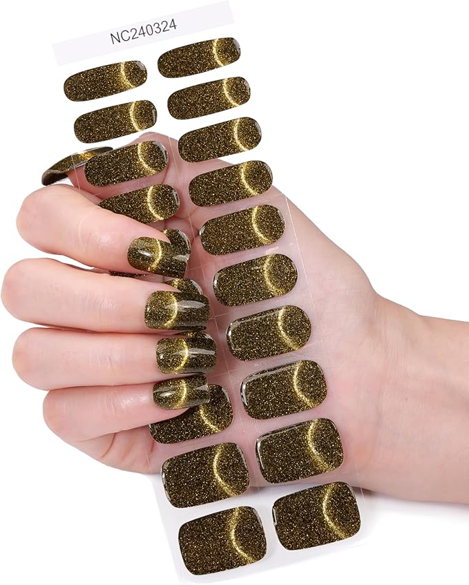 French-Inspired 20pcs Semi Cured Gel Nail Strips - Salon-Grade DIY Wraps with Glaze Texture, Easy Application, UV Light Required for Classic Nails