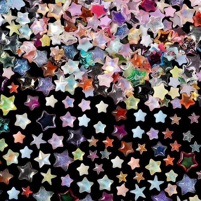 Stars Nail Art Charms, 3D Clear Five-Pointed Star Nail Glitter Designs, Pentagram Nail Art Rhinestone, Resin Star Nail Diamond Gems Supplies for Women Manicure, DIY Jewelry Making Crafts 1