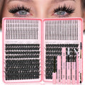 Lash Clusters Kit with Spikes, 120D+150D Eyelash Clusters Extensions Individual D Curl Fluffy Wispy False Eyelashes DlY Manga Lashes Extension Kit (12-22mm, Lash Clusters Kit)