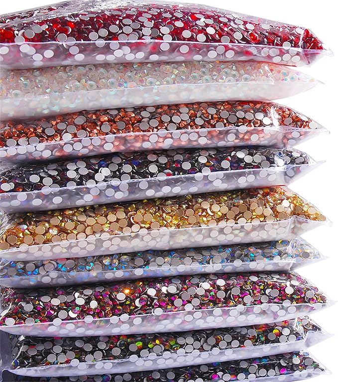 SS3-SS20 Crystal Glass Rhinestone Round Shape Flatbase Strass for DIY Nail Art Decorations Craft Making 14400PCS/Bag (SS16：3.8-4.0mm, Mine Gold)