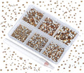 Bymitel 7200 Pieces 6 Mixed Sizes Glue Fix on Glass Rhinestones Round Crystal Gems Flatback for DIY Jewelry Making with one Picking Pen(6-Sizes 7200PCS, Lt. Topaz)