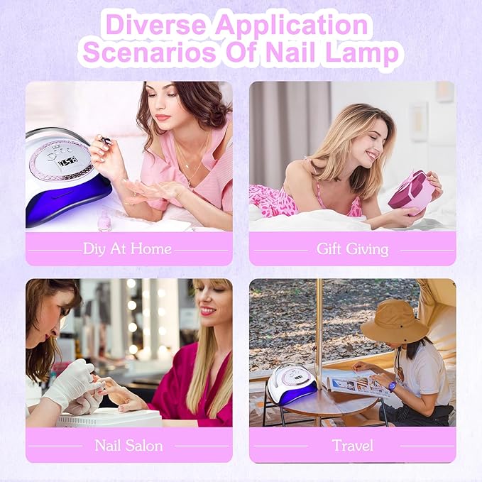 LKE UV Nail Lamp, 72W LED Nail Lamp Nail Dryer Light for Nails with 3 Timer Setting & LCD Touch Display Screen for Home and Salon Use (C-White) (2)