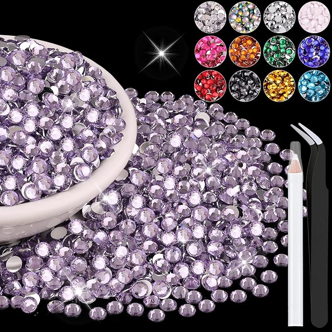 6000PCS 4mm Resin Rhinestones in Bulk (Light Purple), Bedazzling Flatback Crystals Rhinestones for Crafting DIY Nail Decoration, Gems Diomand Charms for Tumbler Shoes Clothing Fabric