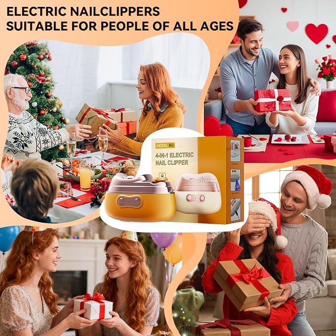 4-in-1 Electric Nail Clipper with LED Light – Quiet Rechargeable Nail Grooming Kit, Grinder & Polisher, 2 Speed, Nail Debris Collector, Portable Gift Set