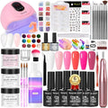 Major Dijit Acrylic Nail Kit with Drill - Complete Starter Set for Beginners White Pink Clear Acrylic Powder, 6 Gel Polish Colors, UV LED Light, Nail Decorations & Salon Tools | Home Manicure Gift Set