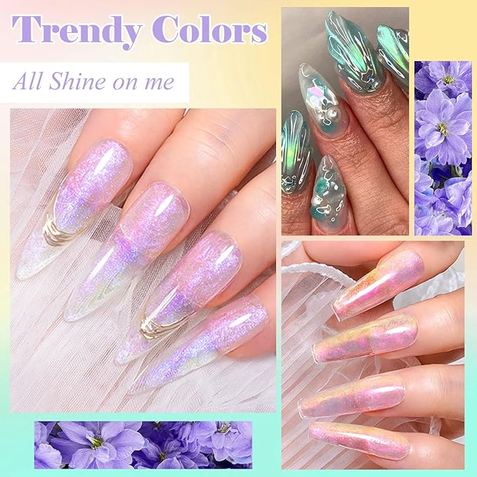 MEET ACROSS All-in-One Extension Mini Kit Non-Sticky Builder Gel Starter Kit WIth Base & Top Coat/Dual-Silicone Pen/Pro File/20-Pc Reusable Dual Forms Salon-Grade Extensions (Aurora Series)