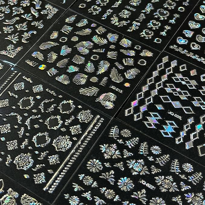 30 Sheets Aurora Nail Art Stickers 3D Self-Adhesive Flower Nail Stickers for Nail Art Aurora Star Nail Art Stickers Line Nail Decals Heart Design Nail Decals for Nail Art for Women