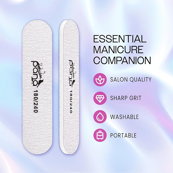 25pcs - PANA Mini Double-Sided Emery Nail File for Manicure, Pedicure, Natural, and Acrylic Nails - Zebra (Grit 180/240)