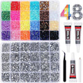 2 Boxes Rhinestones for Bedazzling Kits, Multicolor 4mm & Silver Clear 2/3/4/5/6mm Resin Flatback Gems for Diamond Art, Bedazzler Kit with 3Pcs 10ml B7000 Jewelry Glue for DIY Crafting Crafts Decor