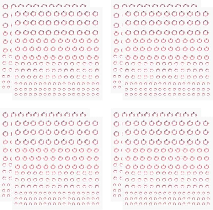 PATIKIL 1320 Pcs Acrylic Gem Sticker, 4 Size 3/4/5/6mm Self Adhesive Rhinestones Face Gem Stones Bling Jewelry for Nail Art Craft Clothes DIY Makeup Decoration Party, Light Pink