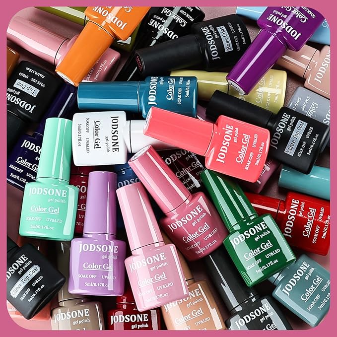 JODSONE 36 PCS Gel Nail Polish Set-32 Colors Gel Nail Polish Set Same Color Same Bottle No Wipe Base Top Matte Glitter Coat Professional Choice Salon Gifts