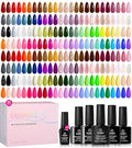 Beetles Gel Nail Polish Set - Chroma Dreams 100 Colors Polish Kit, Pink Blue Orange Purple Gel Nail Colors, with 5Pcs Base Top Coat Soak off UV Gel
