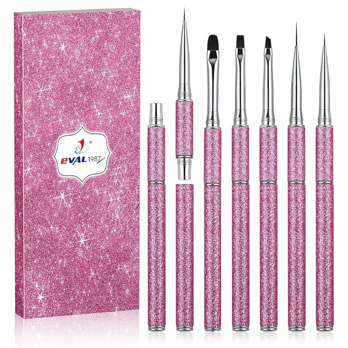 Nail Art Brushes Set Nail Art Design Pen Painting Tools with Nail Extension Gel Brush,Nail Polish Brush, Builder Nail Gel Brush, Nail Art Liner Brush for Salon Gift for Girls Women (Rose)