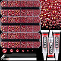 Flatback Pearls for Crafting with 3Pcs 10ml B7000 Jewelry Glue, 3 Boxes of Half Round Red AB Pearls, Bedazzling Beads for DIY Crafts Clothing Tumblers Shoes Embellishment Nail Art
