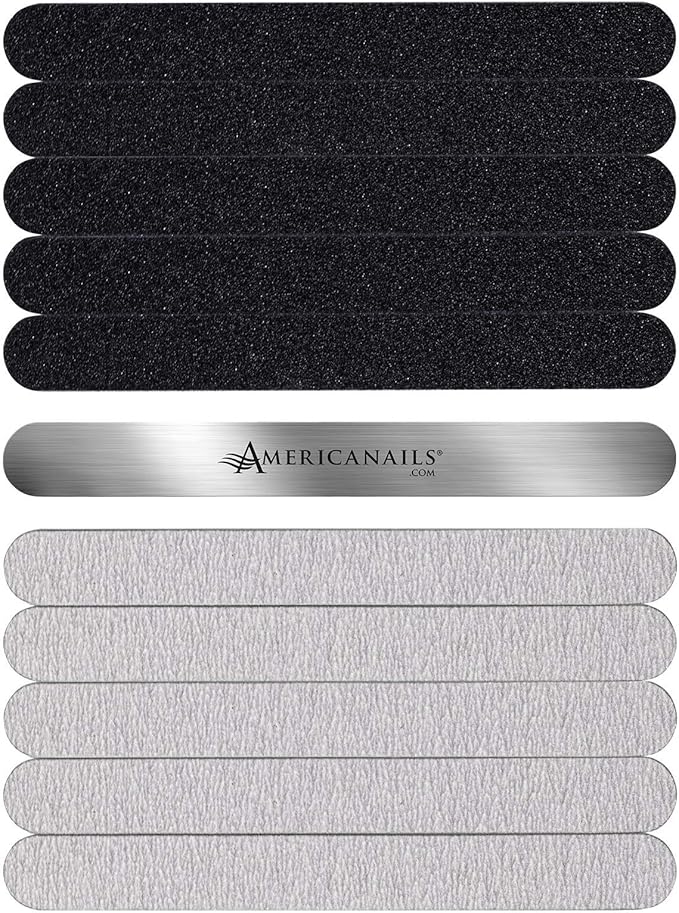 Americanails Stainless Steel Nail File Kit with EasyPeel Cushioned Abrasive Strips