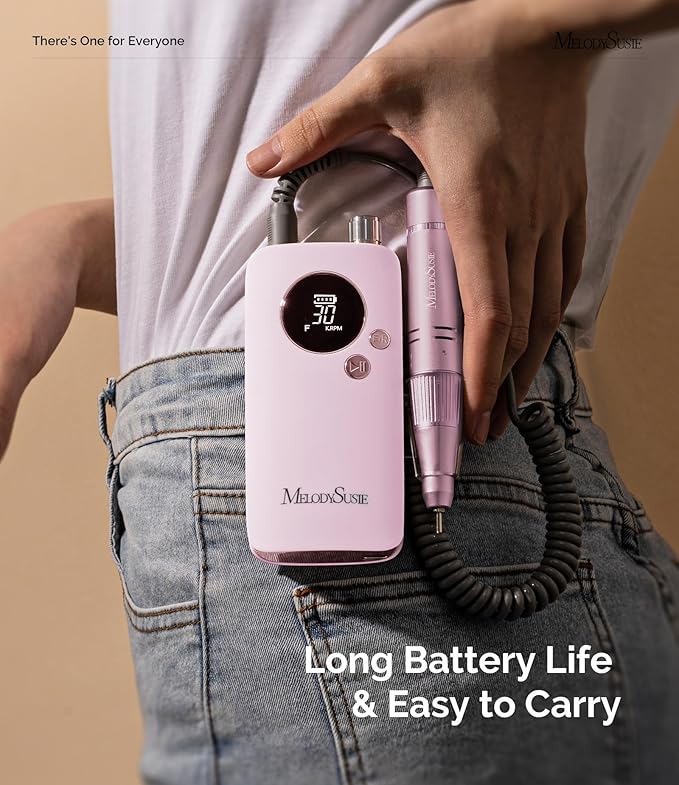 MelodySusie Entry-Level Clip-On Rechargeable Nail Drill, SC320F 30000RPM E-File with Pastel & Colorful Design for Manicure Shaping & Gel Removal, Ideal for Training, Nail Art Practice & Home Use