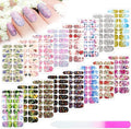 224 Pieces 16 Sheets Flower Full Wrap Nail Polish Stickers Self Adhesive Nail Wraps Nail Decals Nail Polish Sticker Butterfly Flower Nail Decals for Women Nail Decoration