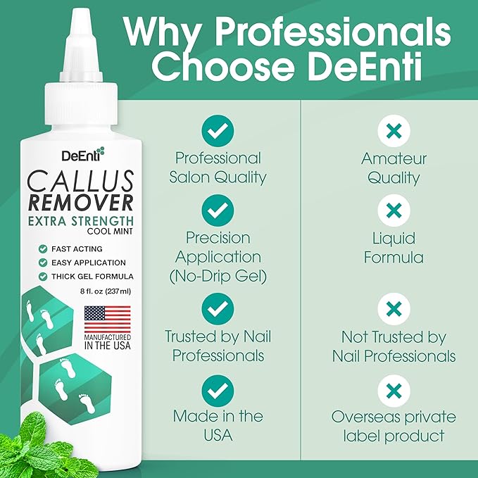Callus Remover for Feet, Extra Strength Foot Callus Remover Gel, 8oz Salon Grade Home Pedicure Supplies for Dry Skin, Cracked Heel, Professional Strength Foot Care, Cool Mint