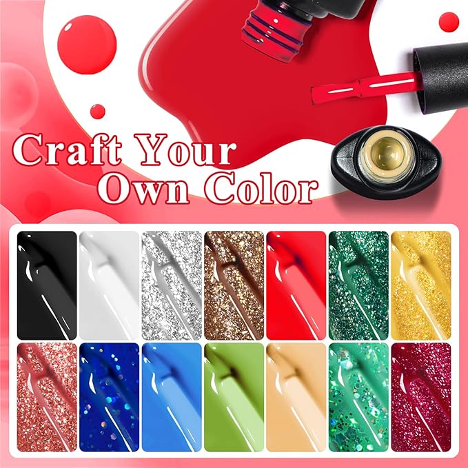 MTSSII Christmas Gel Nail Polish Set 18pcs Reflective Glitter Gel Polish Kit with Gel Top Coat Top Coat Gel Nail Polish Blue Red Green Polish Nail Art Design DIY Gift for Girls Women