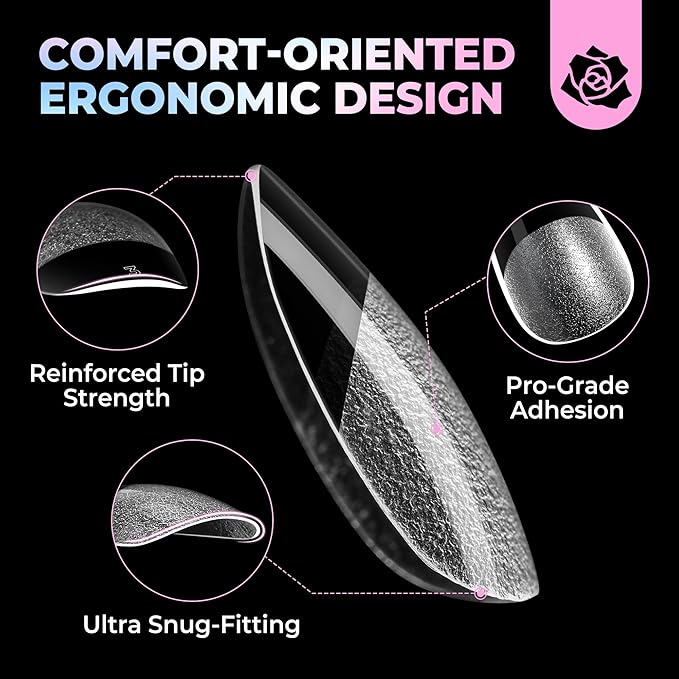 UNA GELLA Oval Gel Nail Tips Short 15 Sizes 300PCS Pre-Etched Clear Acrylic Nail Tips Easy DIY Salon Oval Almond Press On Nails Snug Fit Full False Fake Tips Extensions Long-Lasting Hold