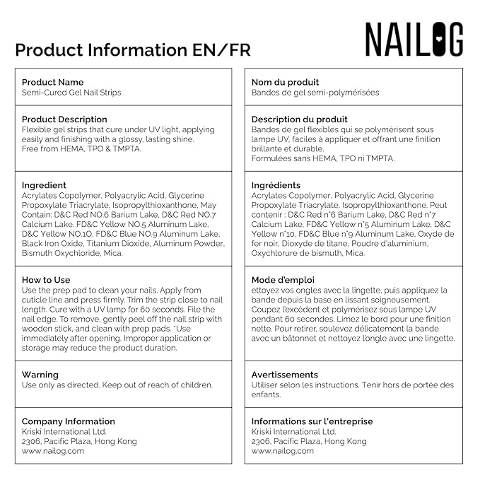 NAILOG Semi Cured Gel Nail Strips (20 Extra Long Polish Stickers/Wraps) | Glossy & Long Lasting Soft Gel Finishing (Little Monsters)