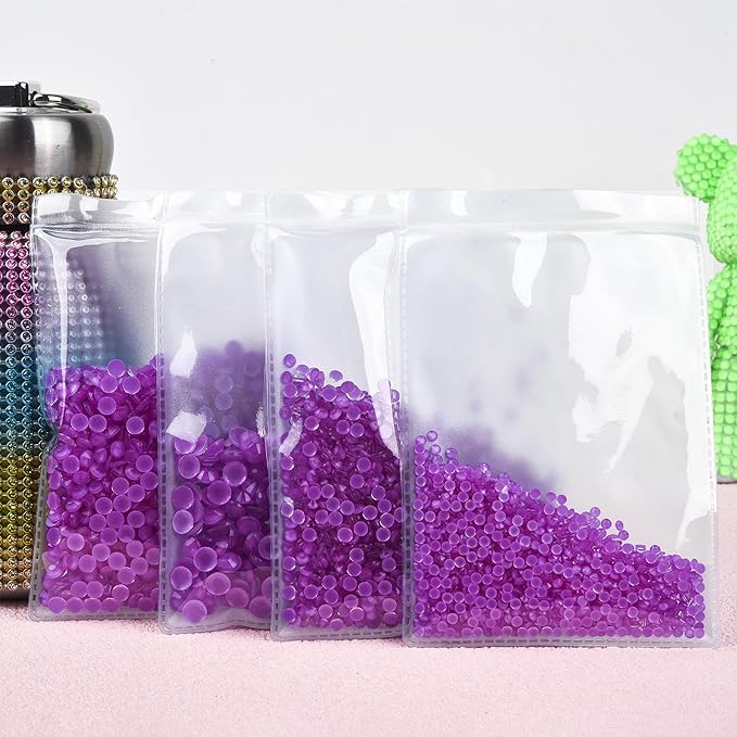 Blinginbox Flatback Rhinestones Round Gems, 1440pcs Luminous Series Glass Stones Neon Gems Non Hotfix Crystal Rhinestones for Nail Charms Crafts Clothes Tumblers,New Amethyst neon,SS20.