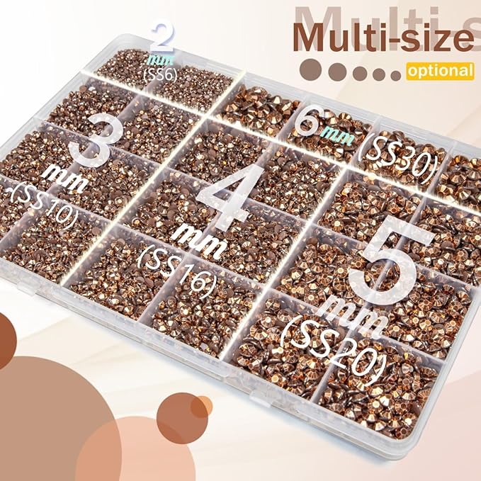 Copper Resin Rhinestones w B7000 Jewelry Glue for Bedazzling Crafting 2mm-6mm Brown Flatback Jelly Stones Diamonds Gems Bedazzler Kit for Nails Face Eyes Makeup Tumblers Bottles Crafts Shoes