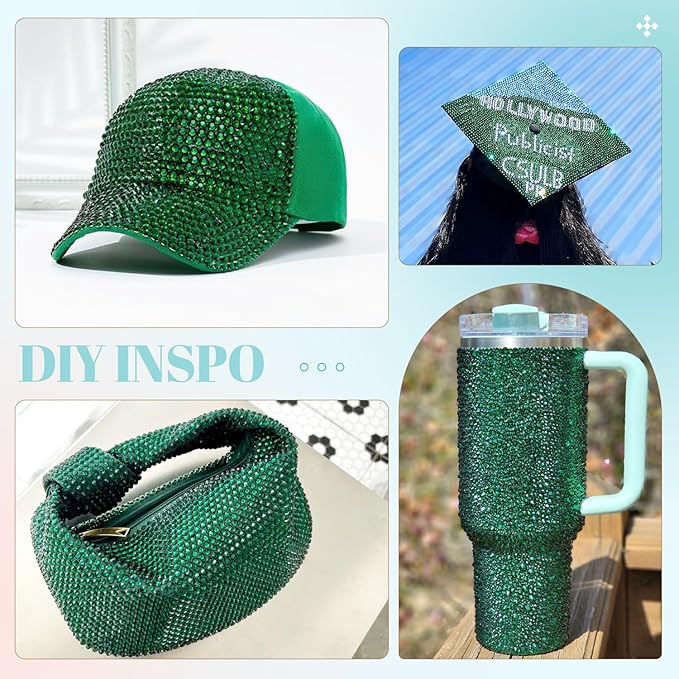 12100Pcs Resin Rhinestones for Crafting with 3Pcs 10ml B7000 Jewelry Glue, 2 Boxes Flatback Crystals Diomand (Emerald Green) for Bedazzling Crafts DIY Nail Art，Non Hotfix Gems for Clothing Shoes