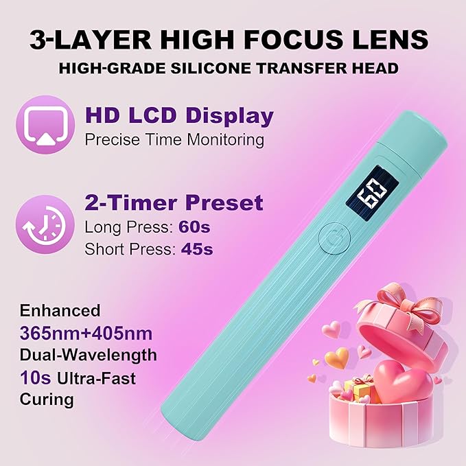 Mini UV Light for Nails，Handheld LED Flash Cure Lamp for Gel X Polish, Portable Uv Pen Light for Single Finger,Nail Curing Lamp with Stand for Starter Salon DIY or Home Manicure (Blue, Mini)