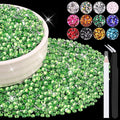 8000PCS 3mm Resin Rhinestones Bulk for Crafting (Light Green), Flatback Bedazzling Crystals for Crafts DIY Nail Decoration, Gems Charms for Tumbler Shoes Clothing Fabric with Pickup Pen and Tweezers