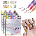 12 Colors Nails Art Pens Set,2026 Upgrade Nails Art Markers with 0.5mm Fine Tip,Drawing Painting Liner Brush for DIY Nails Art Beauty Adorn Manicure Tools(C-3 Set)