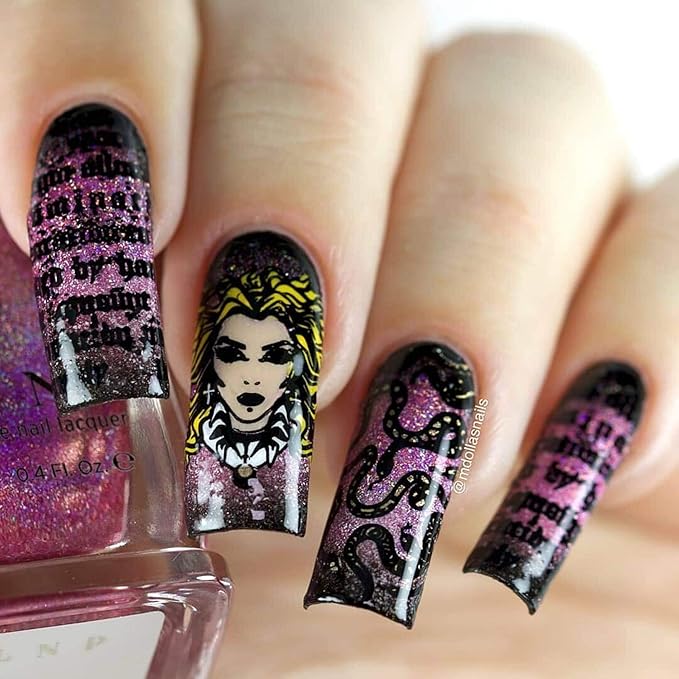 Whats Up Nails - B063 Goth is the New Black Stamping Plate for Halloween Nail Art Design