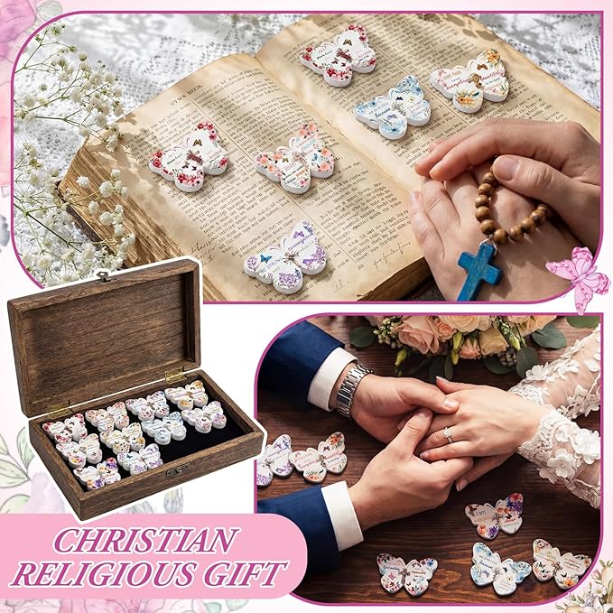 30 Pcs Christian Gifts Bulk for Women Religious Scripture Mini Butterfly Nail Files Emery Board Double-Sided Nails Boards Bible Verse Group Church Religious Party Favors for Employee Coworker Supplies