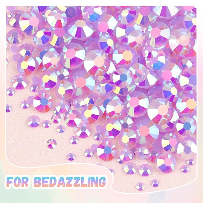 30000Pcs Resin Lavender Purple AB Rhinestones for Bedazzling Crafting with b7000 Jewelry Glue, Bulk Flatback Gems Bedazzler Kit for Crafts Clothes Fabric Nail Diamond Art, Assorted Size 2/3/4/5/6mm