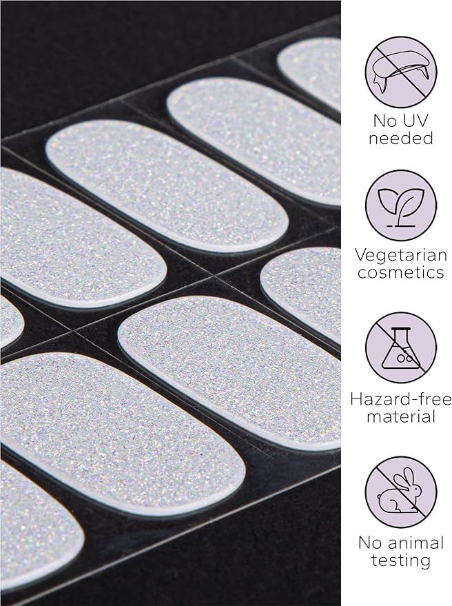 Nail Polish Strips – 32PCS UV Free Salon Quality Wraps, Long Lasting Gel Nail Stickers for Women (Snowflake White)