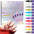 12 Colors Nail Art Pens Set, 0.5mm Fine Tip Acrylic Nail Polish Pens, Quick-Dry Smudge-Proof Waterproof, Smooth Flow for Drawing Outlining Dotting Liner Art, DIY Manicure Gift