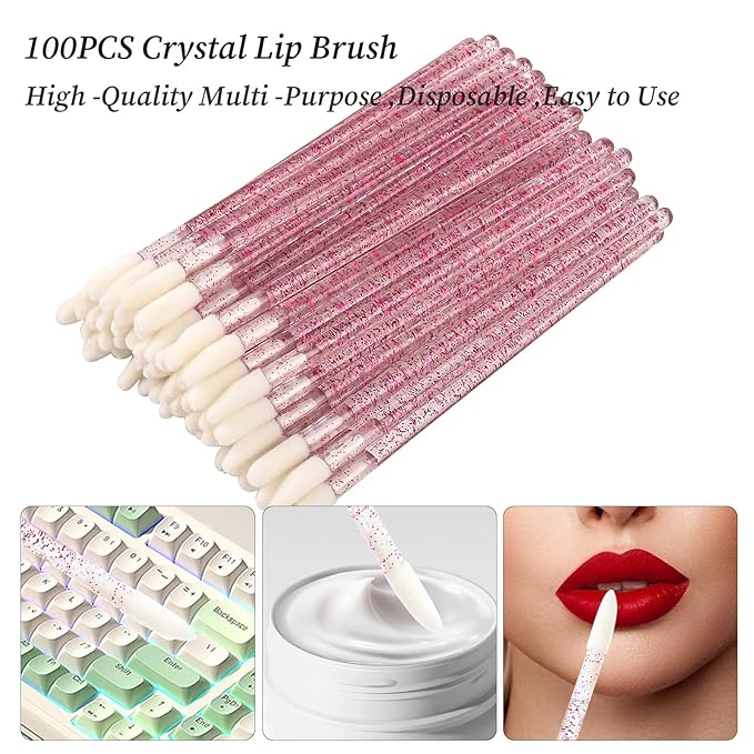 300 Pack Disposable Spoolies Brushes Sets Mascara Wand Lip Brushes Bamboo pole-shaped Handle Cotton Swab for Eyebrow Eyelash Extension Tattoo Lipstick Applicator(Purple)