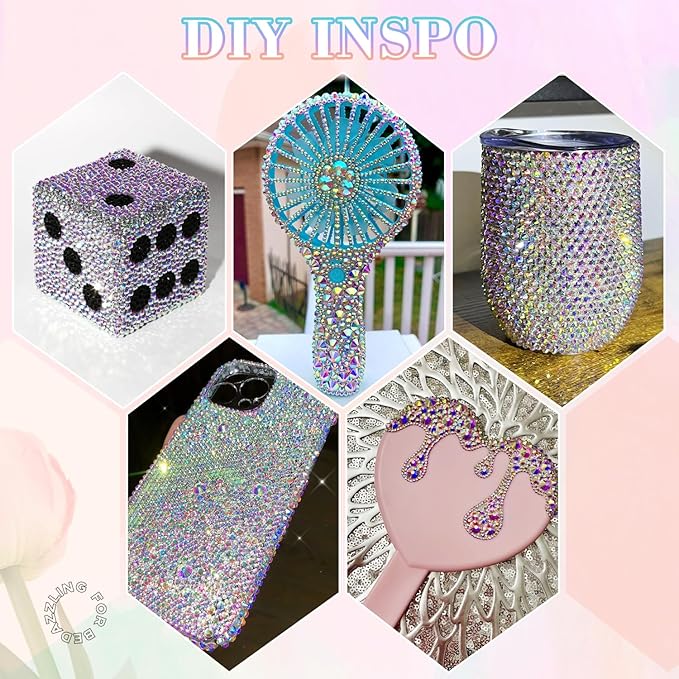 30000Pcs Resin Rhinestones for Bedazzling with 3Pcs B7000 Jewelry Glue, AB Flatback Gems Rhinestones for Crafting, Clothing Tumblers Mugs Shoes Fabric Decor Nail Art