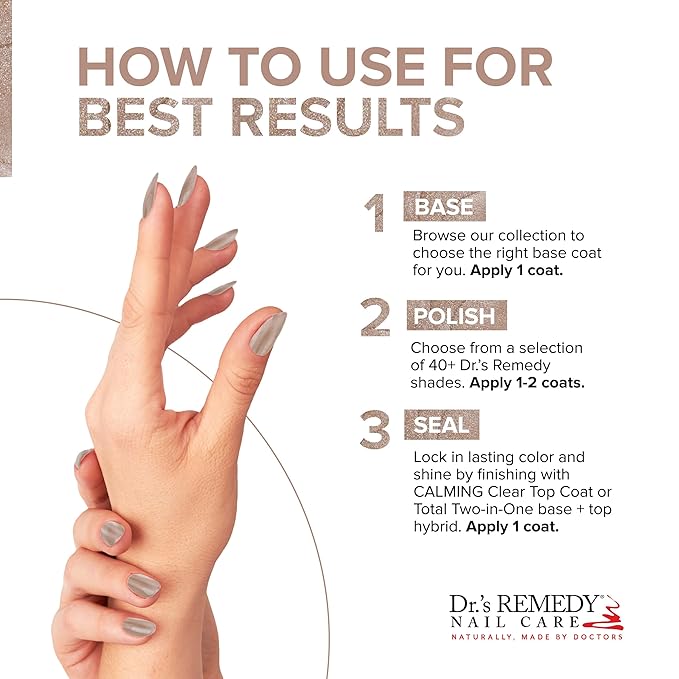 Dr’s Remedy Enriched Nail Polish: Non Toxic, All Natural, and Organic - Doctor Formulated: Strengthens, Restores, Heals, and Protects '24-Free' - POISED Pink Champagne