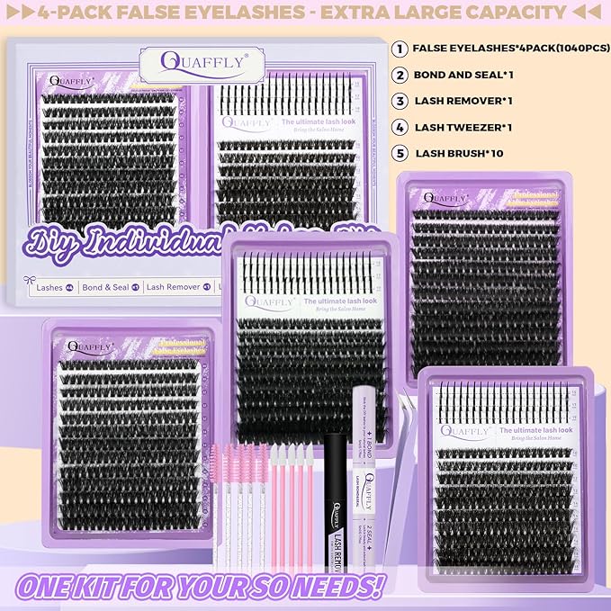Lash Clusters Kit 60D+80D Individual Spikes Lashes Manga Eyelash Clusters D Curl DIY Eyelash Extension Kit with Lash Bond & Seal Lash Remover Tweezer Brush*10 for Anime Eyelashes