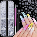1600Pcs 3D Mixed Sizes Bubble Beads Nail Charms Jewelry, 2-6mm 3D Semi-Circular Dewdrop Water Droplets Bubble Balls Flatback Rhinestones Jewels Gems with Pickup Tools for Nails DIY Crafts(15-K1-beads)