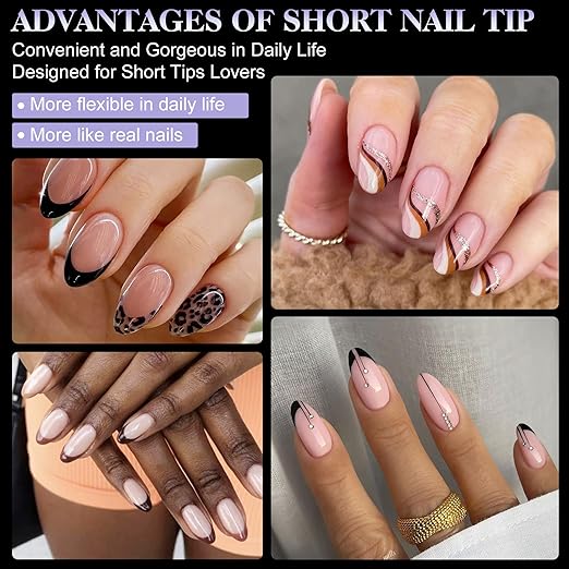 Gelike EC Extra Short Almond Gel Nail Tips Kit for Soak Off,Full Cover Soft Nail Tips,Pre-buff PMMA Resin,Clear Ultra-Thin Design,12 Sizes,240 Pieces