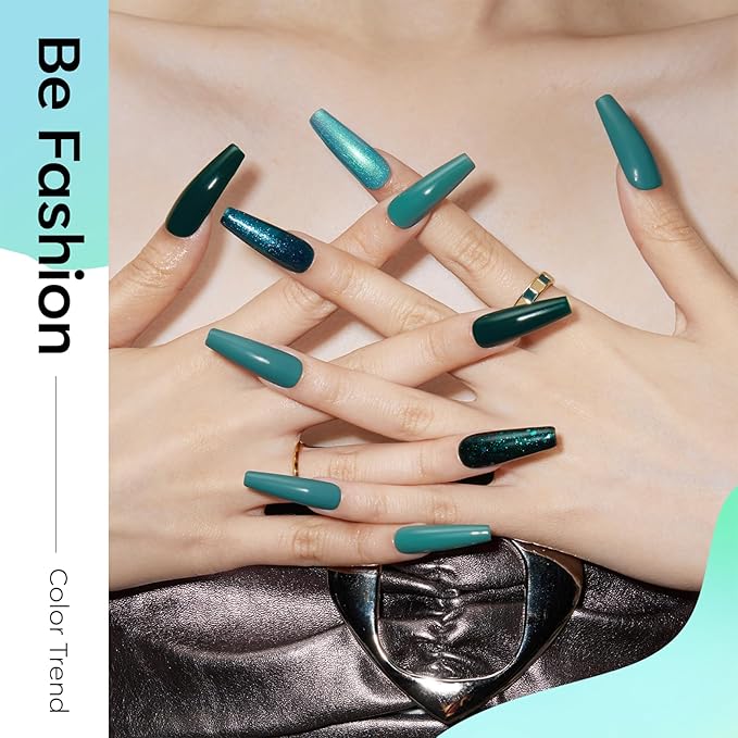 modelones Ethereal Green Gel Nail Polish Set - 6 Colors 2026 St Patricks Mermaid Lagoon Dark Green Gel Polish Kit Turquoise Glitter Gel Polish Soak OFF LED Spring Manicure Nail Art Gel Salon DIY Gift