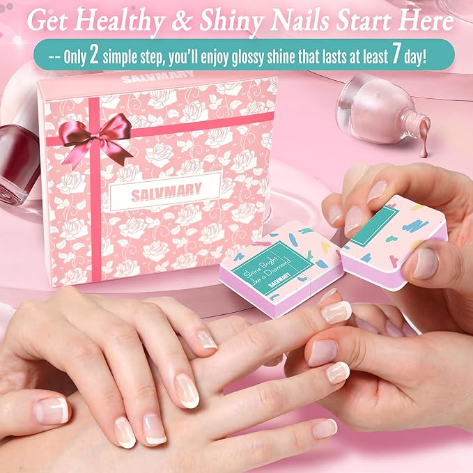 Nail Shiny Buffer Block Gifts for Women - Pink Nail Shine Buffing Blocks Files with 2 Way Smoother & Polisher for Natural Nails, Nail Care Gift Set Party Favors