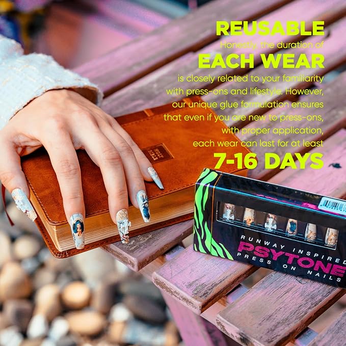 PSYTONE Short Press on Nails Almond Orange French Tip Glue on Nails Cute Fake Nails Full Cover Stick on Nails Glossy Artificial Nails Short Acrylic Nails Press ons Reusable False Nails for Women