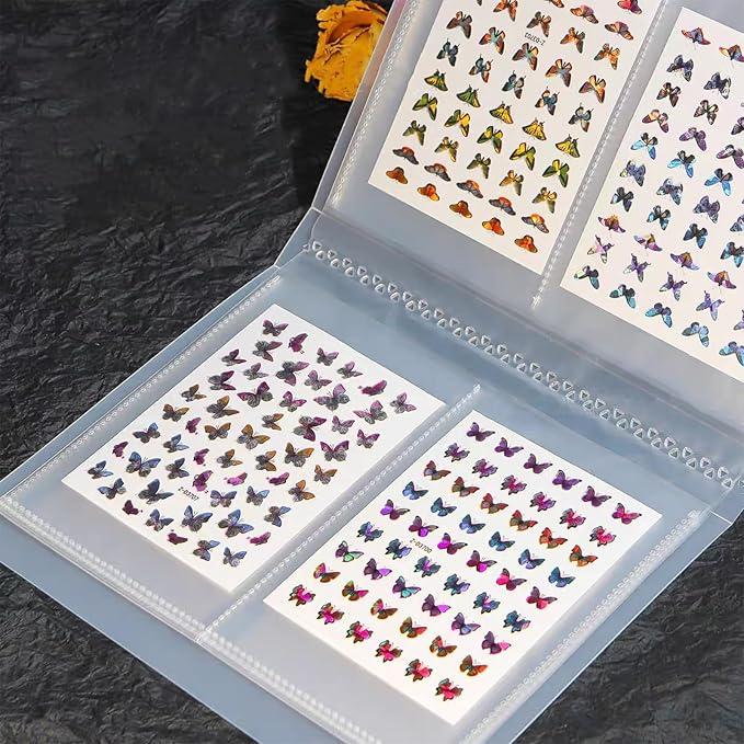 160 Slots Nail Sticker Book Nail Art Decals Sticker Organizer Binder Empty Stickers Holder DIY Design Tools (Medium)