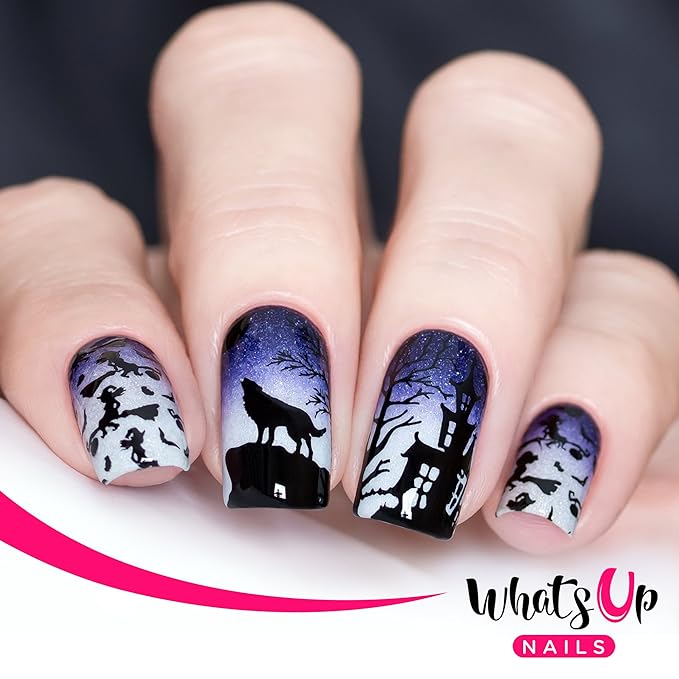 Whats Up Nails - Halloween Stamping Plates 2 Pack (B031, B036) Stamping Plates for Nail Art Design