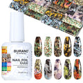 BURANO Nail Art Nail Foil Glue Gel, o.5 oz with 10PCS Foil Stickers Set Nail Foil Glue for Nails Foil Transfer Gel, Nail Design DIY UV LED Lamp Required (Color 19)